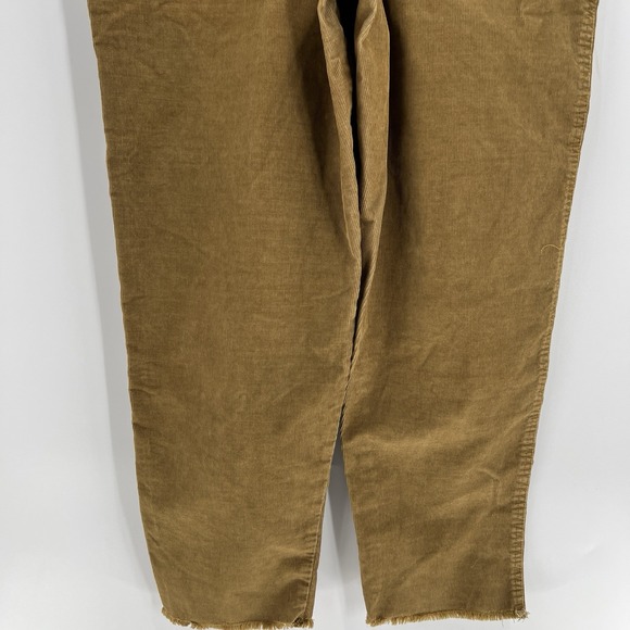Aerie Werk‎ & Play Brown Corduroy Bib Overalls Size Medium Raw Frayed Hem Casual - Picture 7 of 10